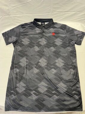 SUZUKI Parts & Accessories Performance Polo Shirt Sz Lg Blk Logo All-Over Print